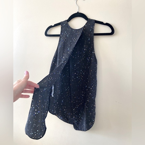 Aritzia Wilfred Black Confetti Split Back Silk Tank Top S - Picture 6 of 9